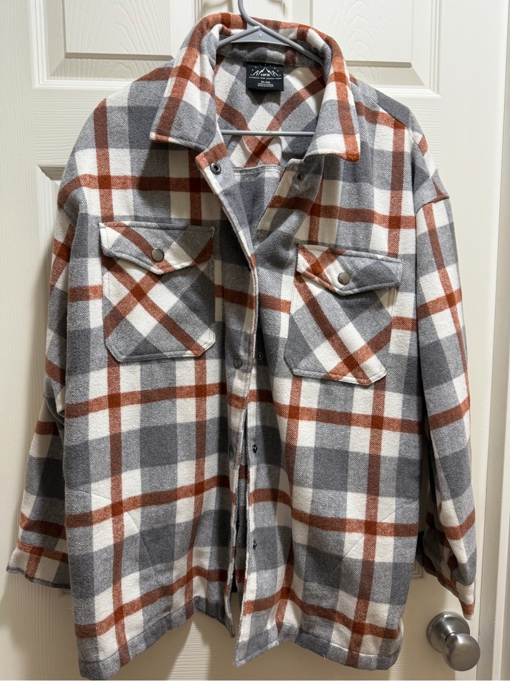 HFX Brown & Gray Plaid Button Up